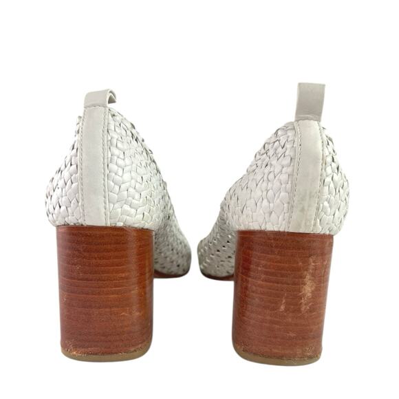 COS Women's White Weave Braided Leather Block Heel Slip-On Pumps Shoes 40 US 9 - Picture 3 of 8